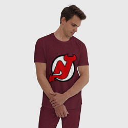 Пижама хлопковая мужская New Jersey Devils, цвет: меланж-бордовый — фото 2