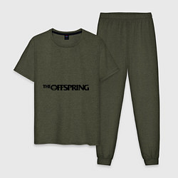 Пижама хлопковая мужская The Offspring цвета меланж-хаки — фото 1