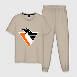 Пижама хлопковая мужская Pittsburgh Penguins, цвет: миндальный