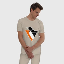 Пижама хлопковая мужская Pittsburgh Penguins, цвет: миндальный — фото 2