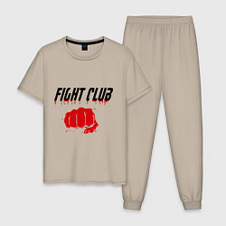 Пижама хлопковая мужская Fight Club, цвет: миндальный