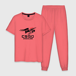 Пижама хлопковая мужская CS:GO Vandalism, цвет: коралловый