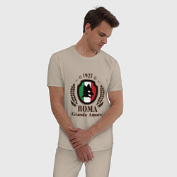 Пижама хлопковая мужская AS Roma: Grande Amore, цвет: миндальный — фото 2
