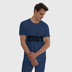 Пижама хлопковая мужская Markus Schulz, цвет: тёмно-синий — фото 2