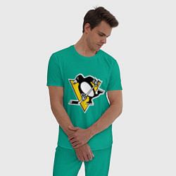 Пижама хлопковая мужская Pittsburgh Penguins: Malkin 71, цвет: зеленый — фото 2