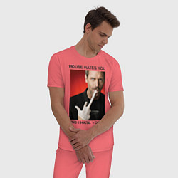 Пижама хлопковая мужская House Hates You, цвет: коралловый — фото 2