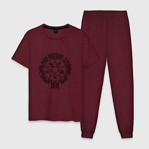 Мужская пижама Hellsing Pentagram / Меланж-бордовый – фото 1