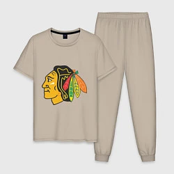 Пижама хлопковая мужская Chicago Blackhawks: Kane, цвет: миндальный