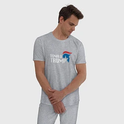 Пижама хлопковая мужская Donald Trump Logo, цвет: меланж — фото 2