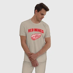Пижама хлопковая мужская Detroit Red Wings, цвет: миндальный — фото 2