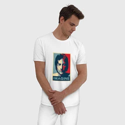 Пижама хлопковая мужская Lennon Imagine, цвет: белый — фото 2