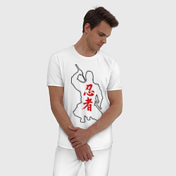 Пижама хлопковая мужская Ниндзя, цвет: белый — фото 2