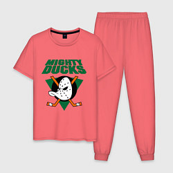 Пижама хлопковая мужская Anaheim Mighty Ducks, цвет: коралловый