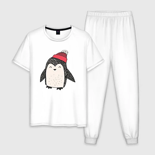 Мужская пижама Зимний пингвин-мальчик / Белый – фото 1
