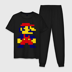 Пижама хлопковая мужская Pixel Mario, цвет: черный