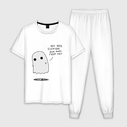 Пижама хлопковая мужская Ghost, цвет: белый