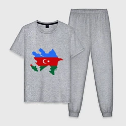 Пижама хлопковая мужская Azerbaijan map, цвет: меланж