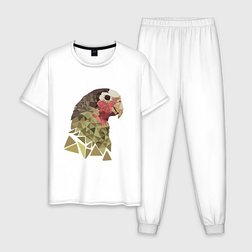Мужская пижама Полигональный попугай / Белый – фото 1