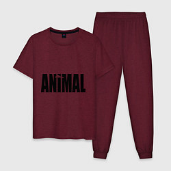 Пижама хлопковая мужская Animal, цвет: меланж-бордовый