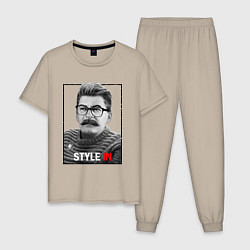 Пижама хлопковая мужская Stalin: Style in, цвет: миндальный