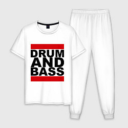 Пижама хлопковая мужская Drum and bass, цвет: белый
