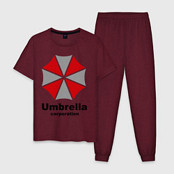 Пижама хлопковая мужская Umbrella corporation, цвет: меланж-бордовый