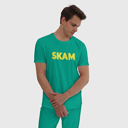 Пижама хлопковая мужская Skam цвета зеленый — фото 2