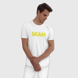 Пижама хлопковая мужская Skam, цвет: белый — фото 2