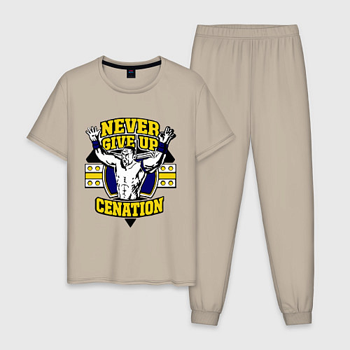 Мужская пижама Never Give Up: Cenation / Миндальный – фото 1