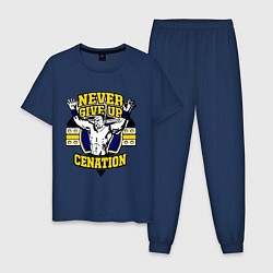 Пижама хлопковая мужская Never Give Up: Cenation, цвет: тёмно-синий