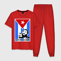 Пижама хлопковая мужская Fidel: Viva, Cuba!, цвет: красный