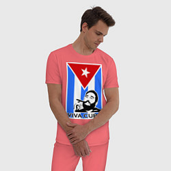 Пижама хлопковая мужская Fidel: Viva, Cuba!, цвет: коралловый — фото 2