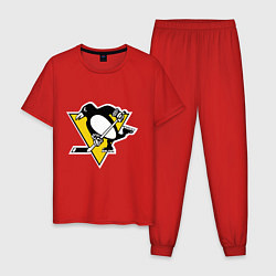 Пижама хлопковая мужская Pittsburgh Penguins, цвет: красный