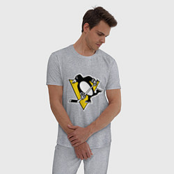 Пижама хлопковая мужская Pittsburgh Penguins, цвет: меланж — фото 2