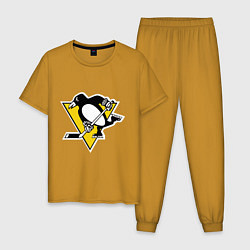 Пижама хлопковая мужская Pittsburgh Penguins, цвет: горчичный