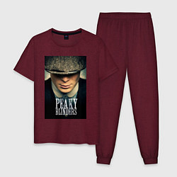 Пижама хлопковая мужская Peaky Blinders, цвет: меланж-бордовый