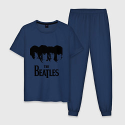 Пижама хлопковая мужская The Beatles: Faces, цвет: тёмно-синий