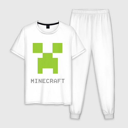 Мужская пижама Minecraft logo grey / Белый – фото 1