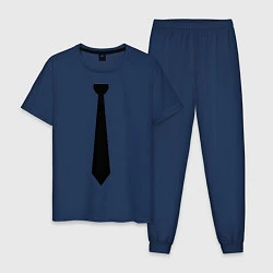 Пижама хлопковая мужская Галстук, цвет: тёмно-синий