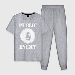 Пижама хлопковая мужская Public Enemy, цвет: меланж