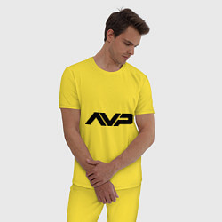 Пижама хлопковая мужская AVP: White Style, цвет: желтый — фото 2