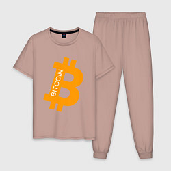 Пижама хлопковая мужская Bitcoin Boss, цвет: пыльно-розовый