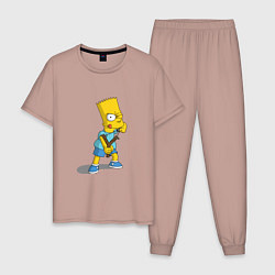 Пижама хлопковая мужская Bad Bart, цвет: пыльно-розовый