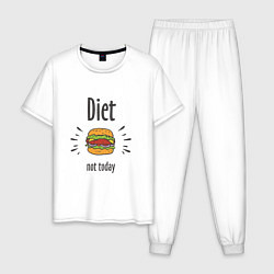 Пижама хлопковая мужская Diet. Not Today, цвет: белый