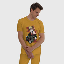 Пижама хлопковая мужская Кацуки Бакугоу, цвет: горчичный — фото 2