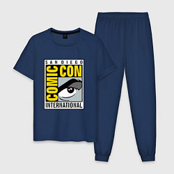 Пижама хлопковая мужская Comic con San Diego, цвет: тёмно-синий