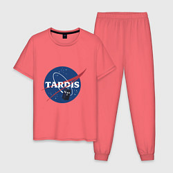 Пижама хлопковая мужская Tardis NASA, цвет: коралловый