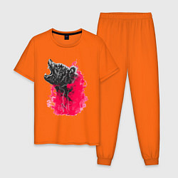 Пижама хлопковая мужская Рев медведя, цвет: оранжевый