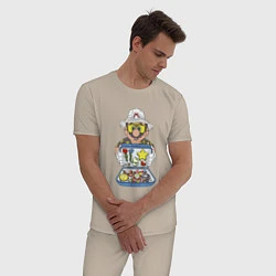 Пижама хлопковая мужская Summer Mario, цвет: миндальный — фото 2