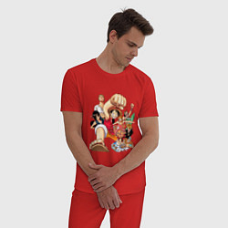 Пижама хлопковая мужская Ван-Пис команда, цвет: красный — фото 2